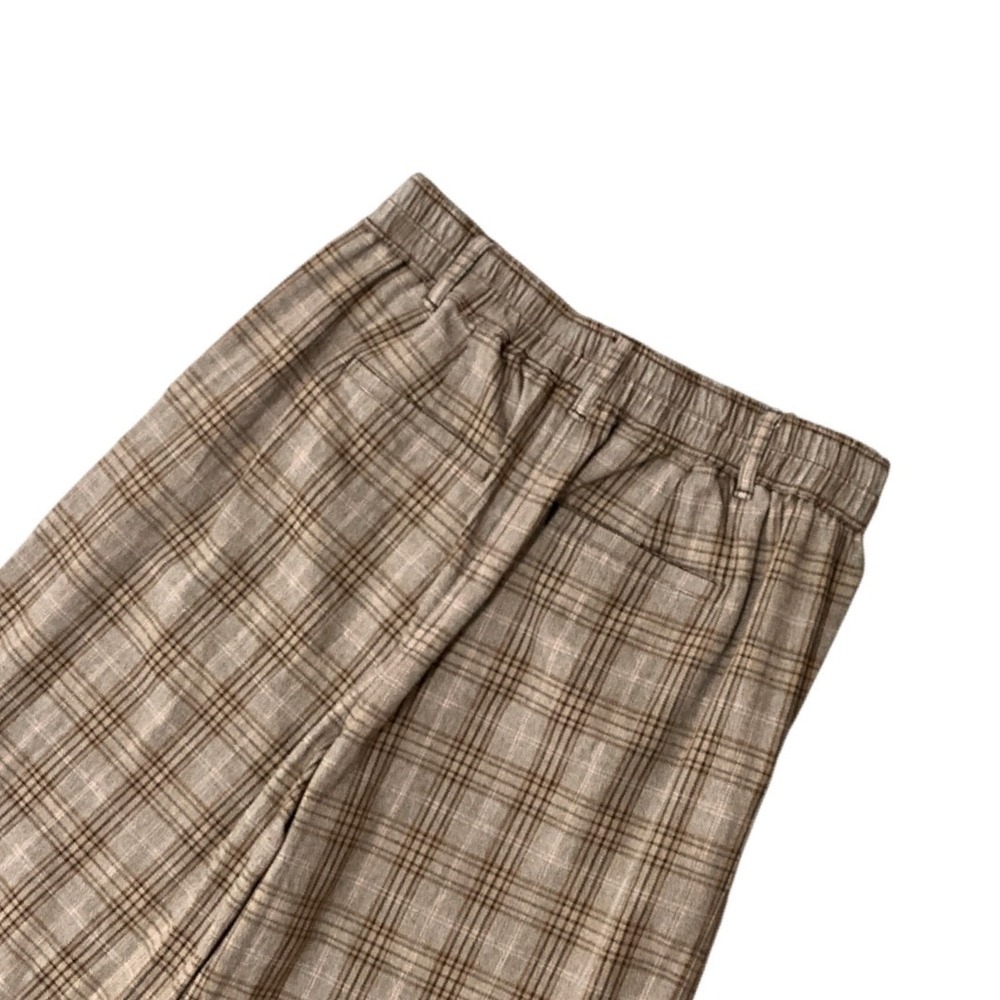 Madewell Plaid Pleated Wide Leg Pants Career Office Brown High Rise Womens 10 - Picture 9 of 9
